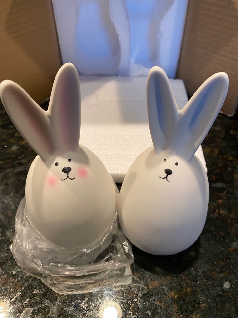 NIB Set of 2 Ceramic Easter Bunnies - Picture 3 of 5